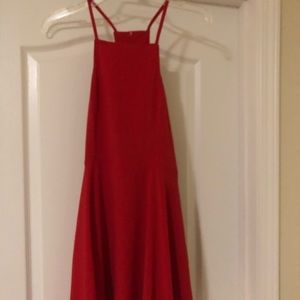 Red high neck dress!